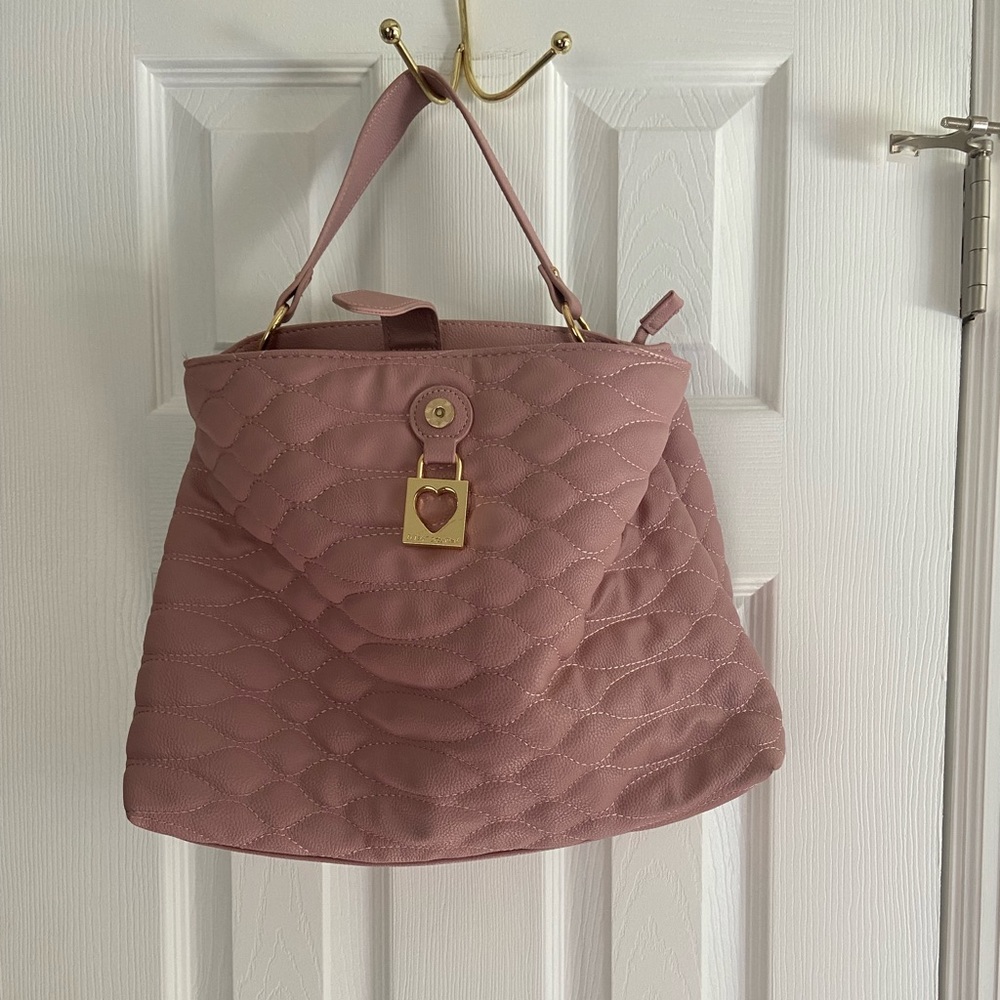 Betsey Johnson light pink large top handle purse .,3 large compartments